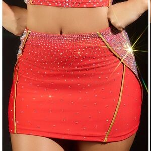 Rebel Athletic MISS AMERICA SKIRT WITH SUPERNOVA Youth Large Sparkling Red